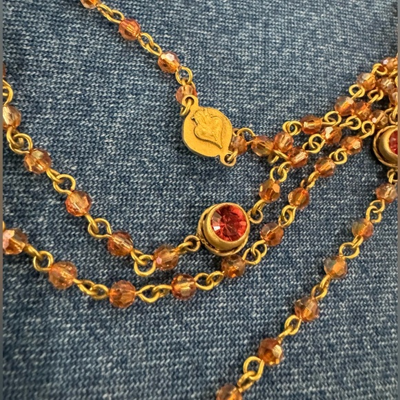 Vintage VSA Magdalena burnt orange stones & gold setting - Picture 4 of 14